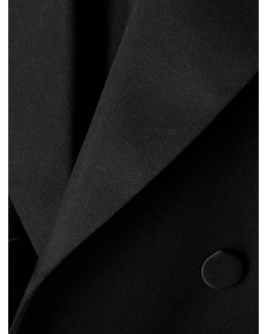 Blazer À Double Boutonnage En Laine Grain De Poudre À Finitions En Satin Saint Laurent en coloris Black