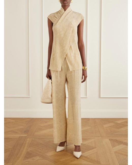 Cortana Natural Cassiopea Silk-Crepe Blouse