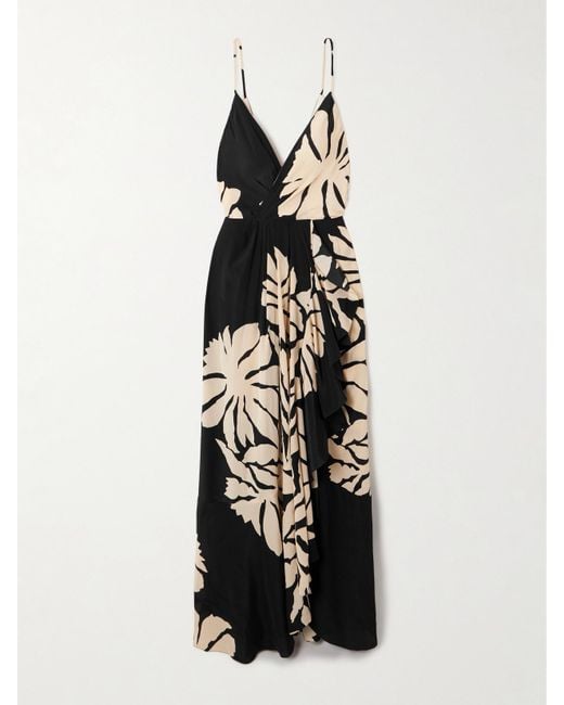 Robe Longue En Soie À Imprimé Fleuri Et À Volants Santa Cruz Johanna Ortiz en coloris White