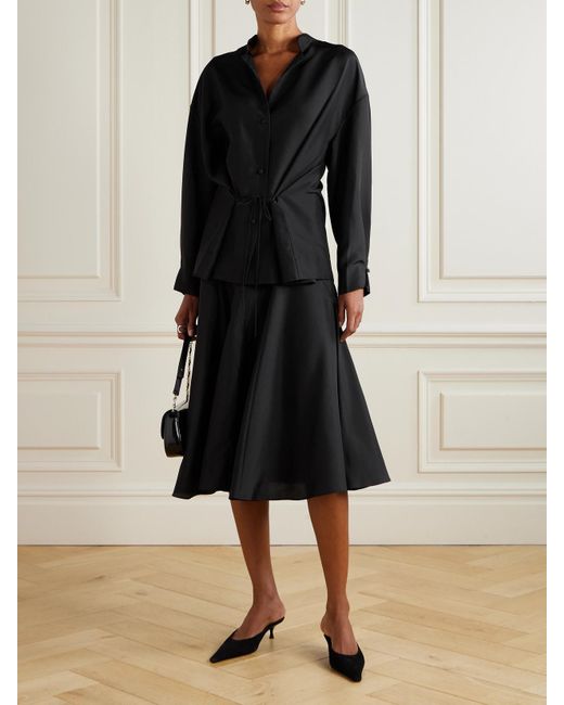 LIBEROWE Black Tie-Detailed Silk Shirt