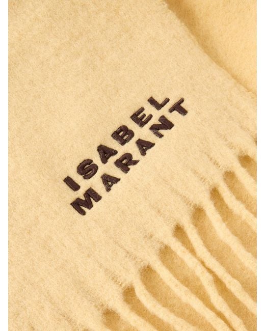 Isabel Marant Natural Firny Fringed Embroidered Alpaca-Blend Scarf