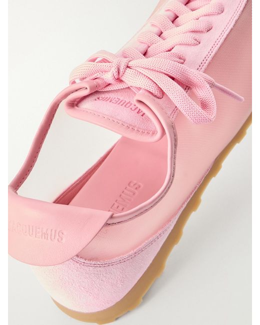 Jacquemus Pink Les Tennis Suede And Leather Trimmed Mesh Sneakers