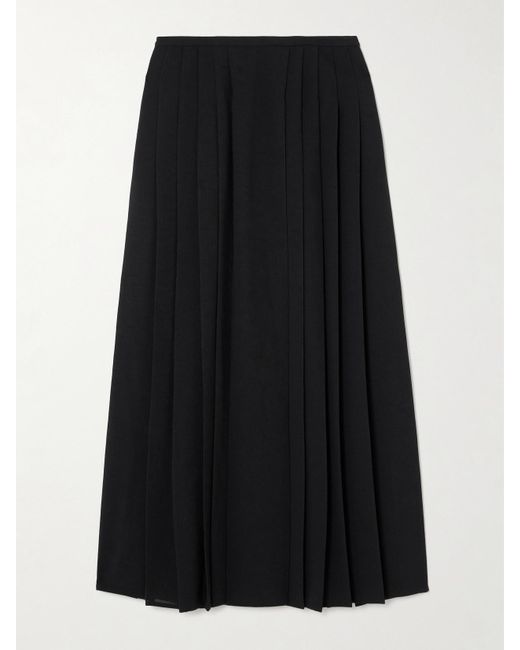 Joseph Black Crete Pleated Crepe De Chine Midi Skirt