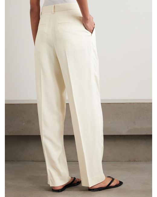 Totême White Garderob Pleated Woven Tapered Pants