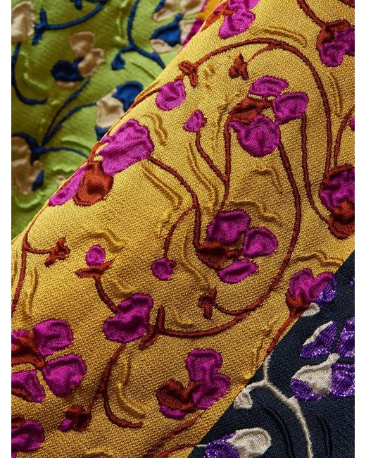 LaDoubleJ Multicolor Paneled Embroidered Cloque Mini Dress