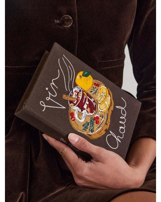 Olympia Le-Tan Gray Vin Chaud Embroidered Appliquéd Canvas Clutch