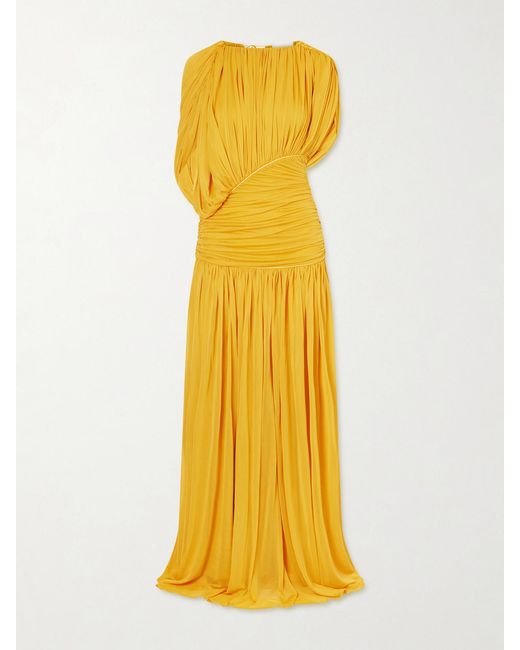 TOVE Yellow Gathered Chiffon Gown