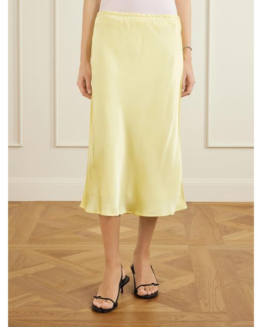 Jil Sander Yellow Satin Midi Skirt