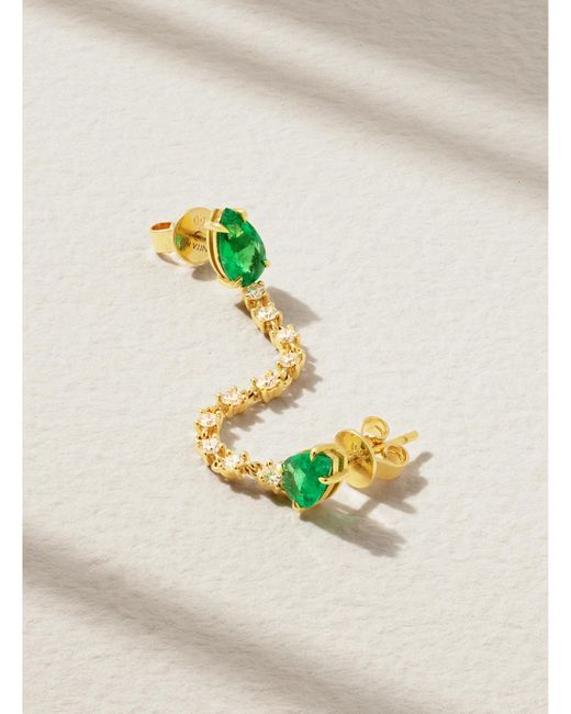 Anita Ko Metallic Loop 18-Karat, Emerald And Diamond Single Earring