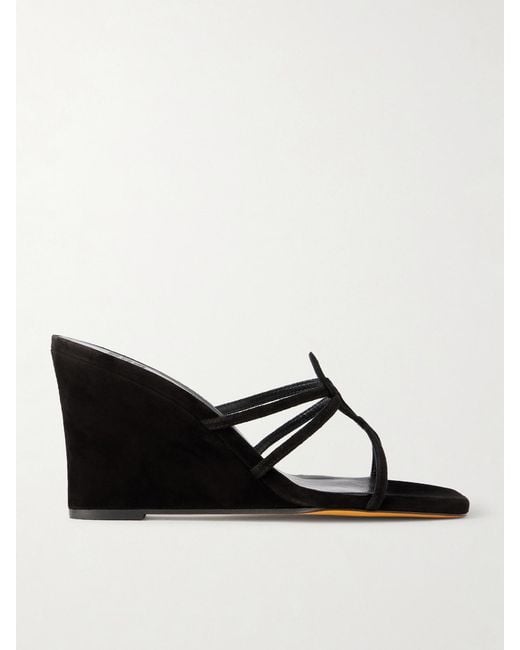 Maryam Nassir Zadeh Black 70 Opera Suede Wedge Sandals