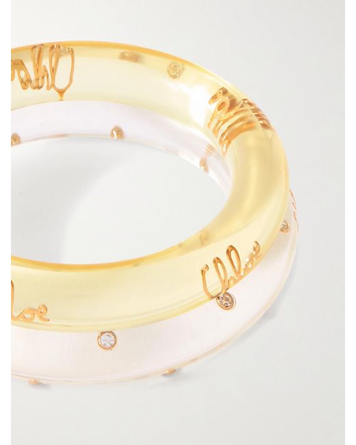 Chloé Set Of Two Resin, Crystal And-Tone Bangles in Natural | Lyst UK