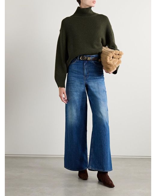 Nili Lotan Green Omaira Wool Turtleneck Sweater
