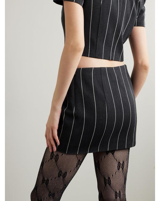 Alessandra Rich Pinstriped Wool-blend Mini Skirt in Black