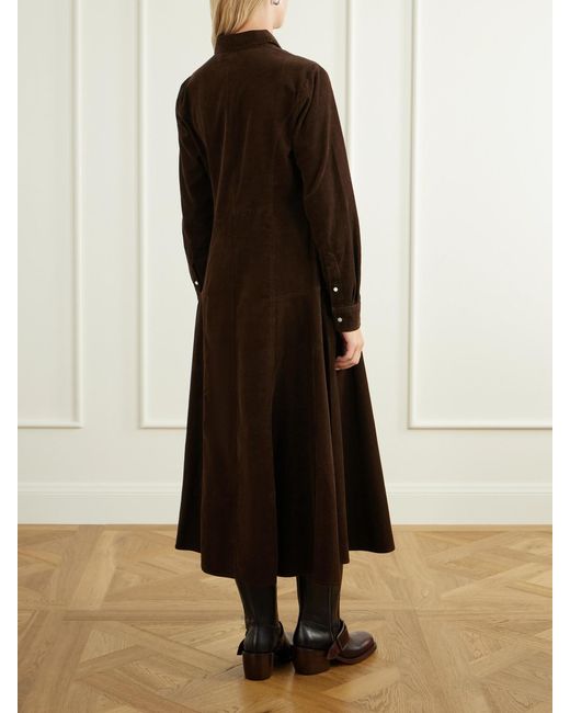 Polo Ralph Lauren Brown Cotton-Corduroy Midi Dress