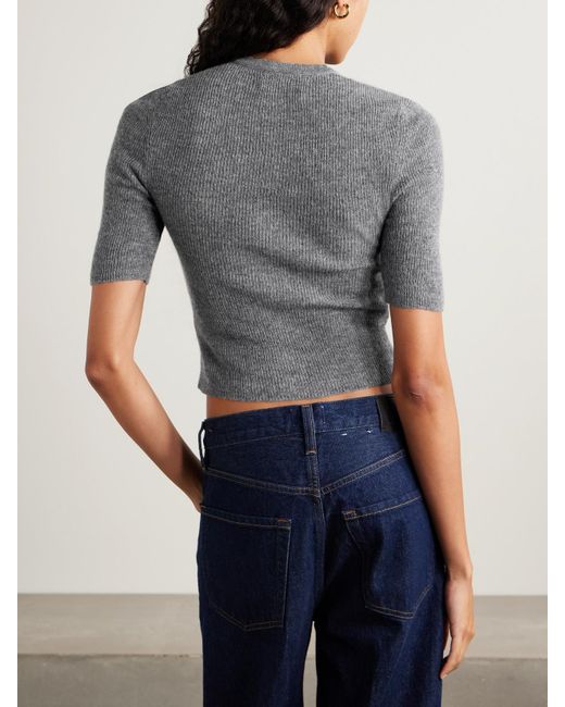 Citizens of Humanity Gray Tabitha Ribbed Wool And Cashmere-Blend Cardigan