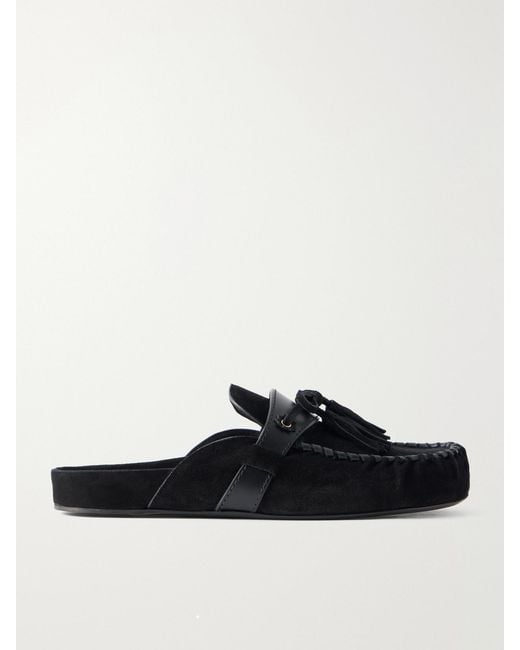 Isabel Marant Black Malvin Leather-Trimmed Suede Mules