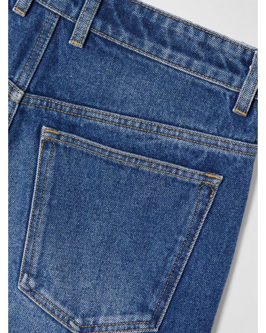 Rabanne Blue Chainmail-Embellished Mid-Rise Straight-Leg Jeans