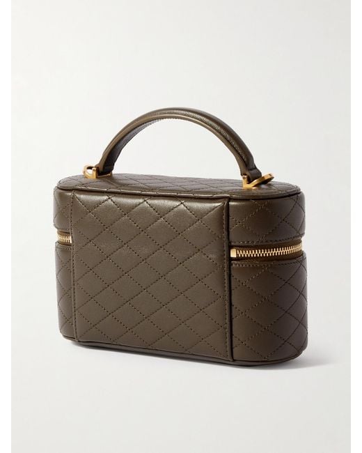Saint Laurent Brown Gaby Vanity Mini Schultertasche Aus Gestepptem Leder