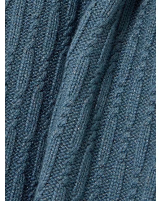 James Purdey & Sons Blue Annabel Cable-Knit Cashmere Turtleneck Sweater