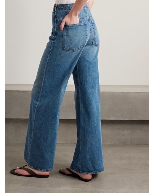 Ulla Johnson Blue The Bianca Paneled High-Rise Wide-Leg Jeans