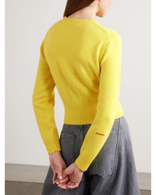 J.W. Anderson Yellow Verkürzter Cardigan Aus Wolle Mit Stickerei