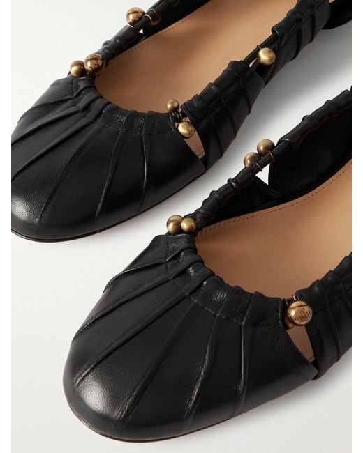 Chloé Black Luna Ballerinas Aus Leder Mit Raffungen, Cut-Outs Und Verzierungen