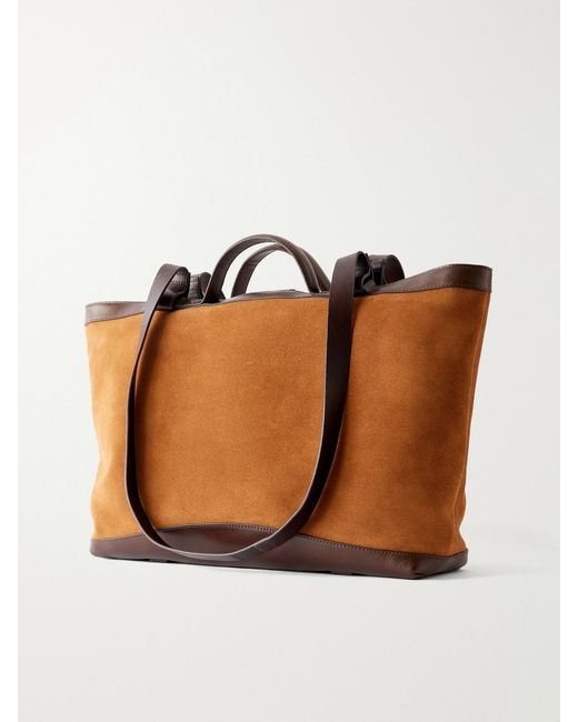 Dries Van Noten Brown Carter Leather-Trimmed Suede Tote