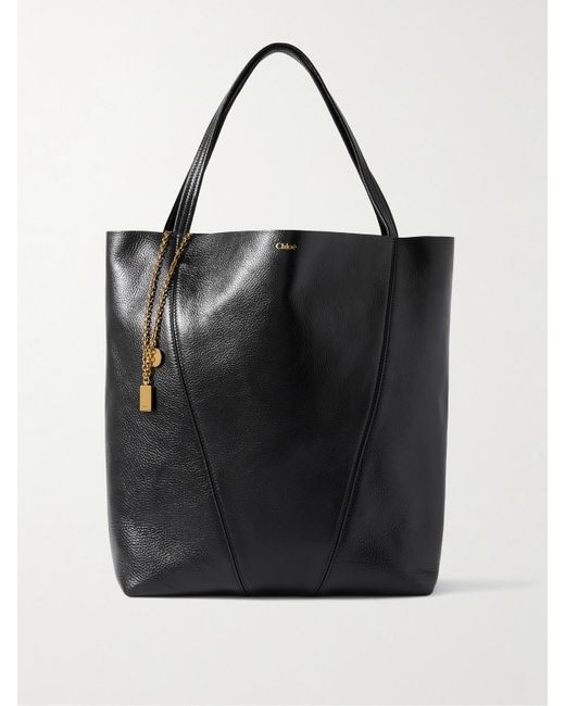 Chloé Black Spin Tote Aus Strukturiertem Leder Mit Verzierungen