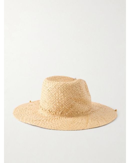 Ruslan Baginskiy Natural Embellished Straw Fedora