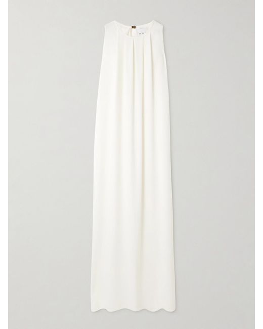 Sa Su Phi White Atena Maxikleid Aus Cady Mit Falten