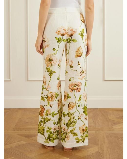 Cara Cara Yellow Floral-Print Linen Wide-Leg Pants