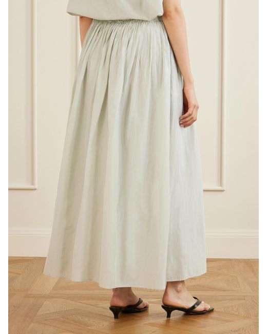 Loulou de Saison White Naya Gathered Cotton And Silk-Blend Maxi Skirt