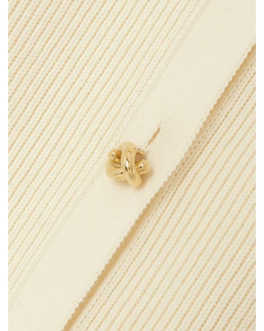 Bottega Veneta Natural Ribbed Cotton Cardigan