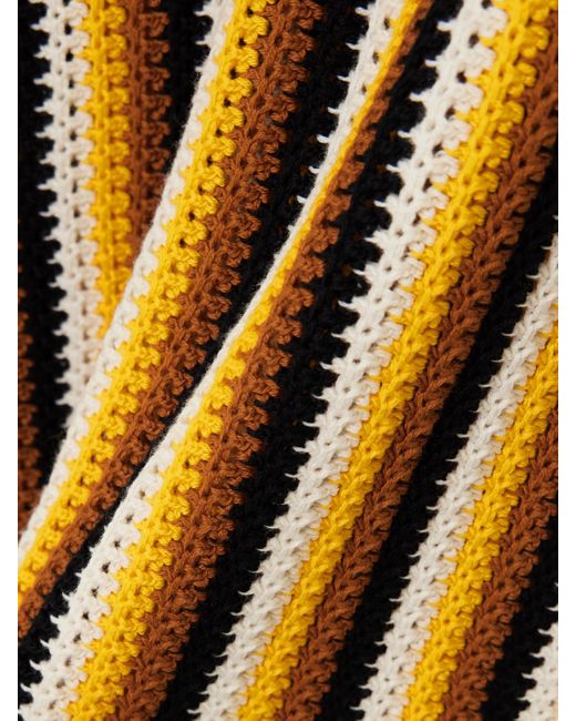 Escvdo Metallic Misti Maxirock Aus Gehäkelter, Gestreifter Baumwolle Mit Fransen