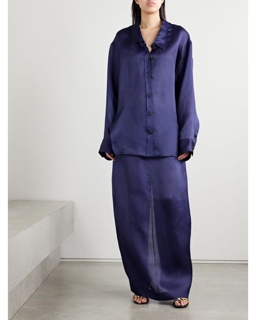 Jupe Longue En Organza De Soie À Plis Lucian Khaite en coloris Blue