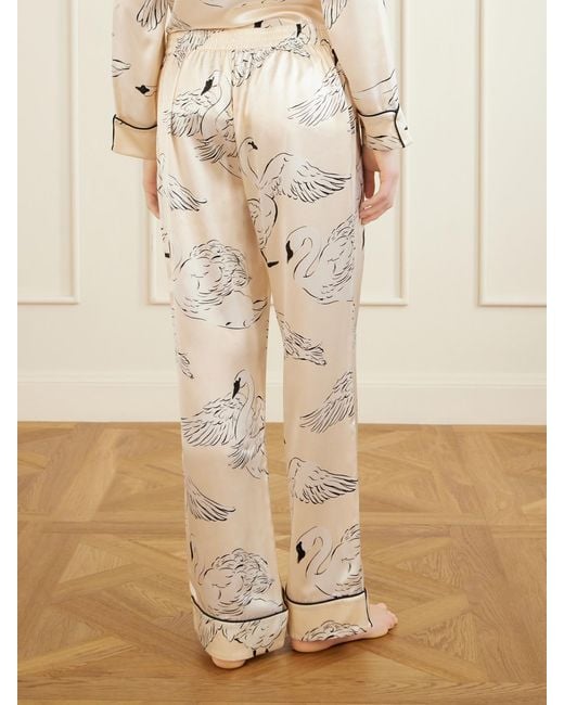 Olivia Von Halle Natural Lila Printed Silk-Satin Pajama Set