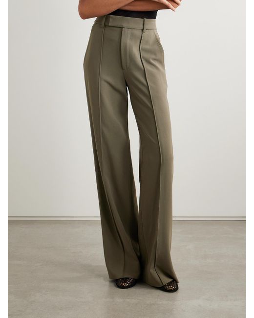 Proenza Schouler Green Weyes Crepe Straight-Leg Pants