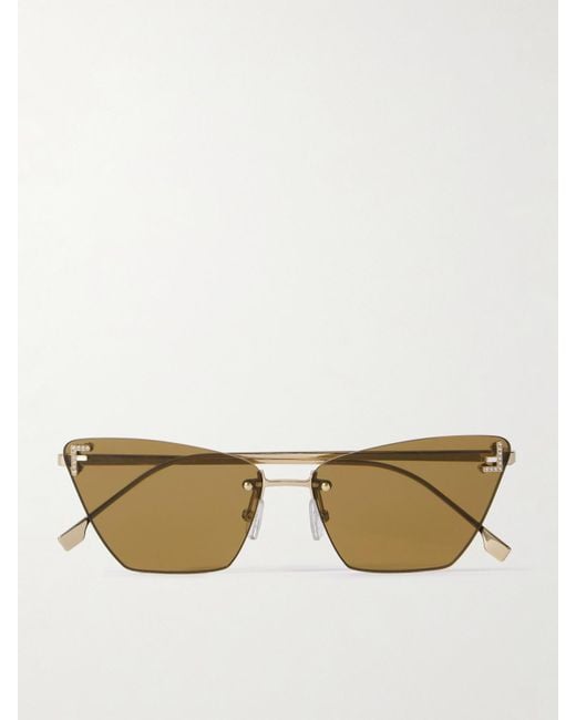 Fendi Natural Rimless Cat-Eye Crystal-Embellished-Tone Sunglasses