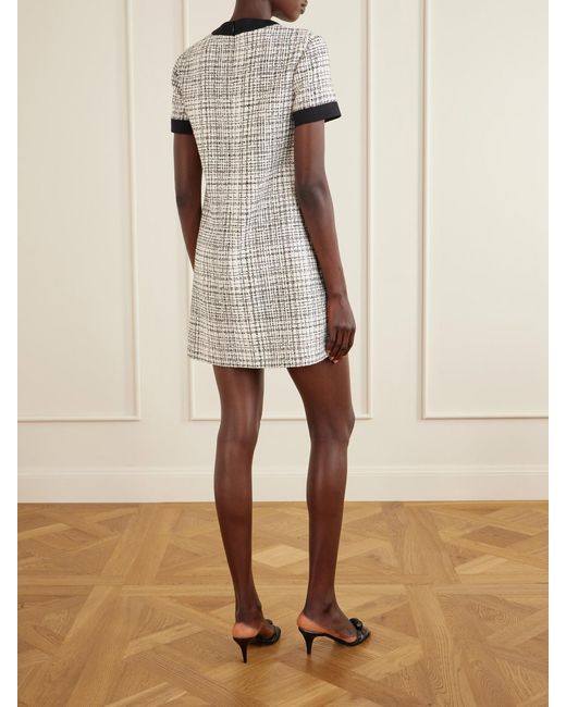 Valentino Garavani Gray Checked Cotton-Blend Tweed Mini Dress