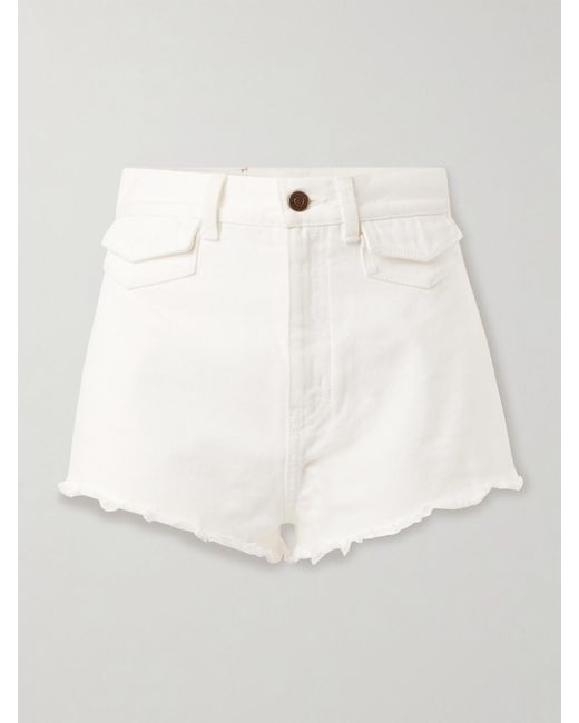 Chloé White Cut-Off Denim Shorts