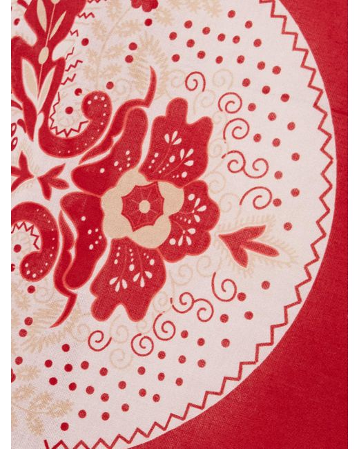 Alix Of Bohemia Red Otto Cropped Bandana-Print Cotton-Voile Wide-Leg Pants