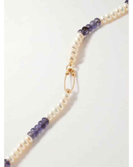 Loren Stewart Natural 14-Karat, Iolite And Pearl Necklace