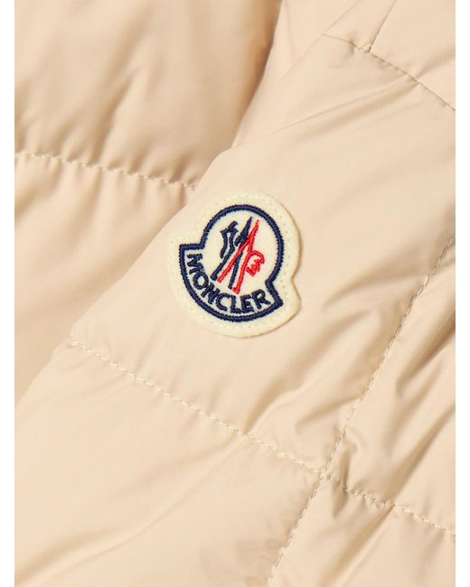 Moncler Natural Antigone Ribbed-Knit And Leather-Trimmed Padded Quilted Shell Down Jacket