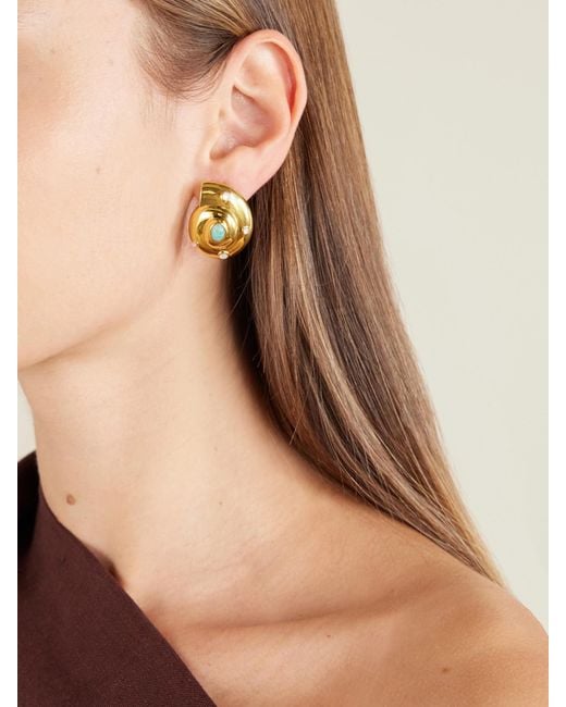 Lizzie Fortunato Metallic Nautilus-Plated Amazonite And Mother-Of-Pearl Earrings