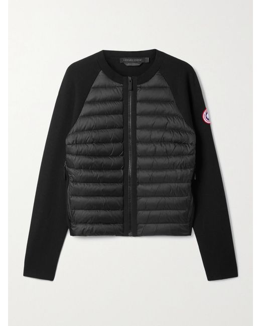 Canada Goose Black Hybridge Paneled Wool And Quilted Shell Down Jacket