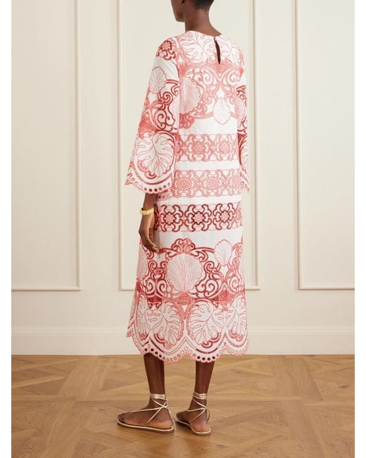 Borgo De Nor Pink Seraphina Broderie Anglaise Cotton-Blend Poplin Midi Dress