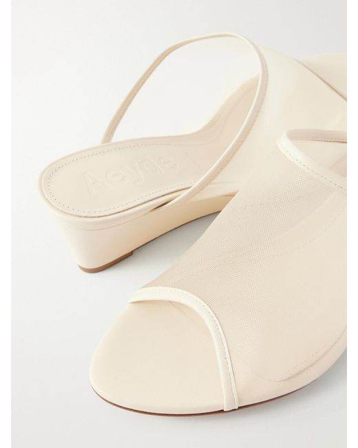 Aeyde Natural Suzanne Leather-Trimmed Mesh Sandals