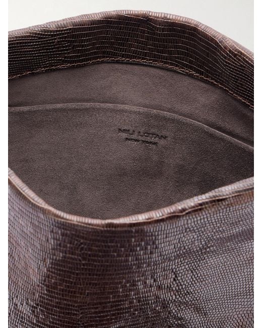 Nili Lotan Black Jerry Croc-Effect Leather Clutch
