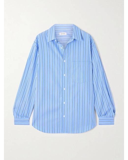 Matteau Blue Striped Organic Cotton-Poplin Shirt