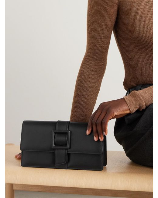Manolo Blahnik Black Maycap Buckled Leather Clutch